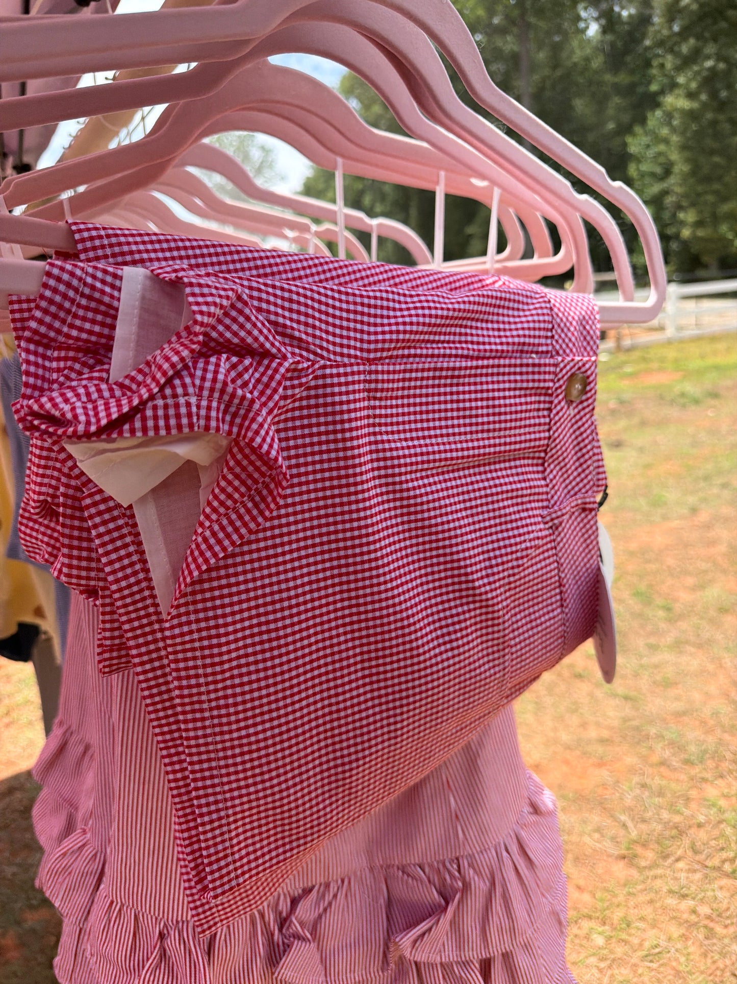 Red gingham shorts