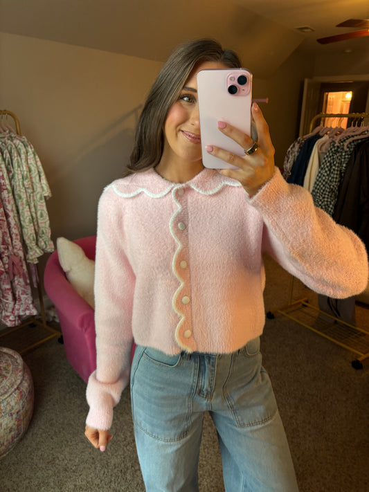 Pink scalloped sweater